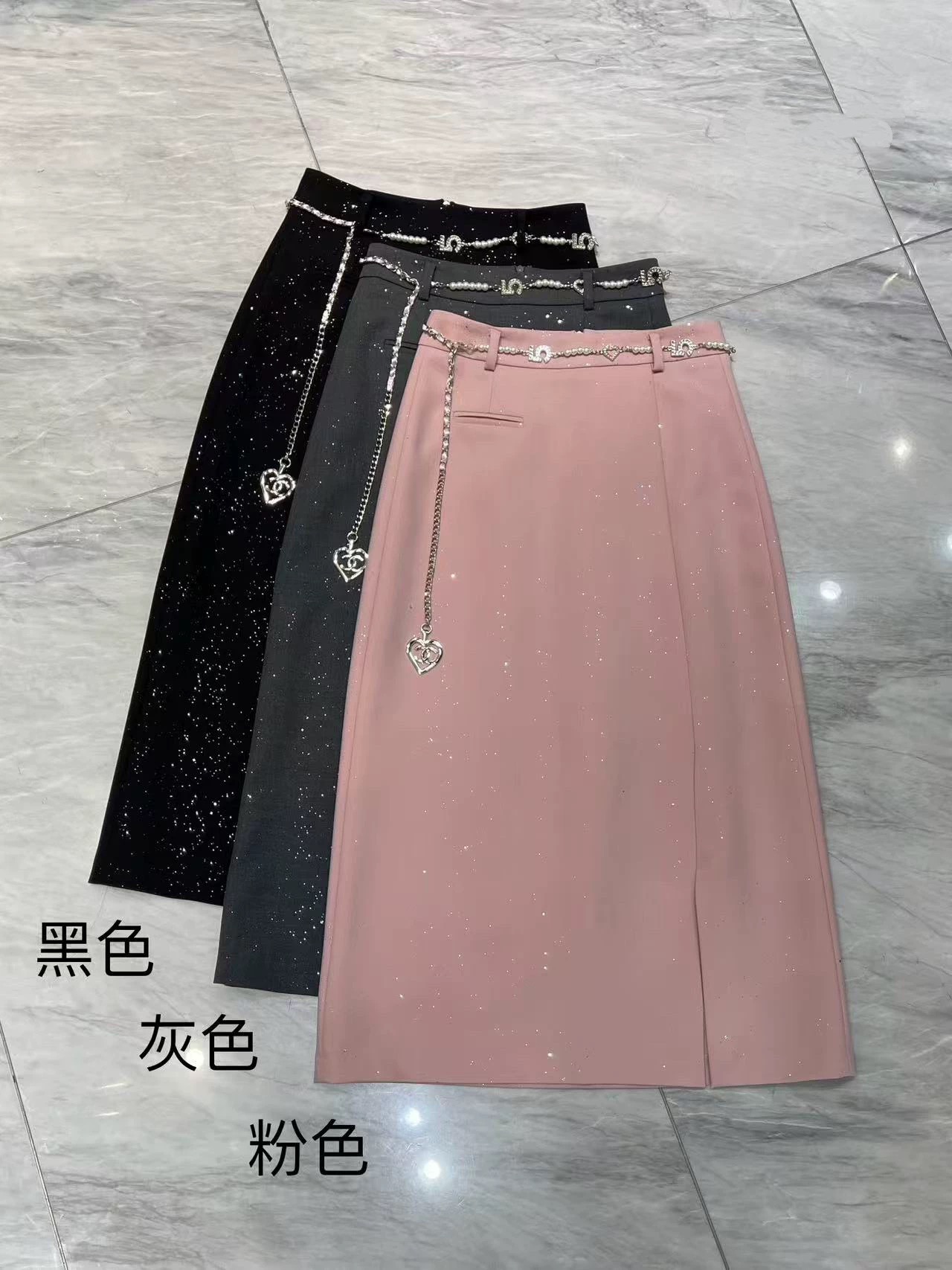 D31310南油爆款气质简约细闪半身裙