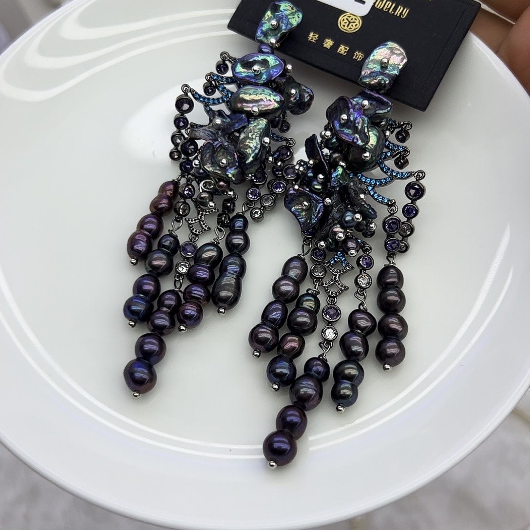 淡水珍珠耳饰银S925镶嵌