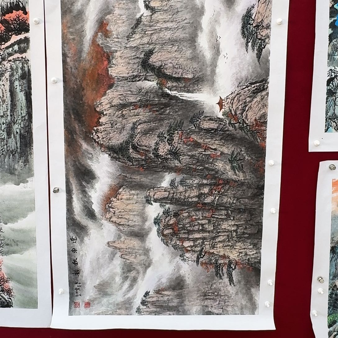 用***0国画四尺山水一张