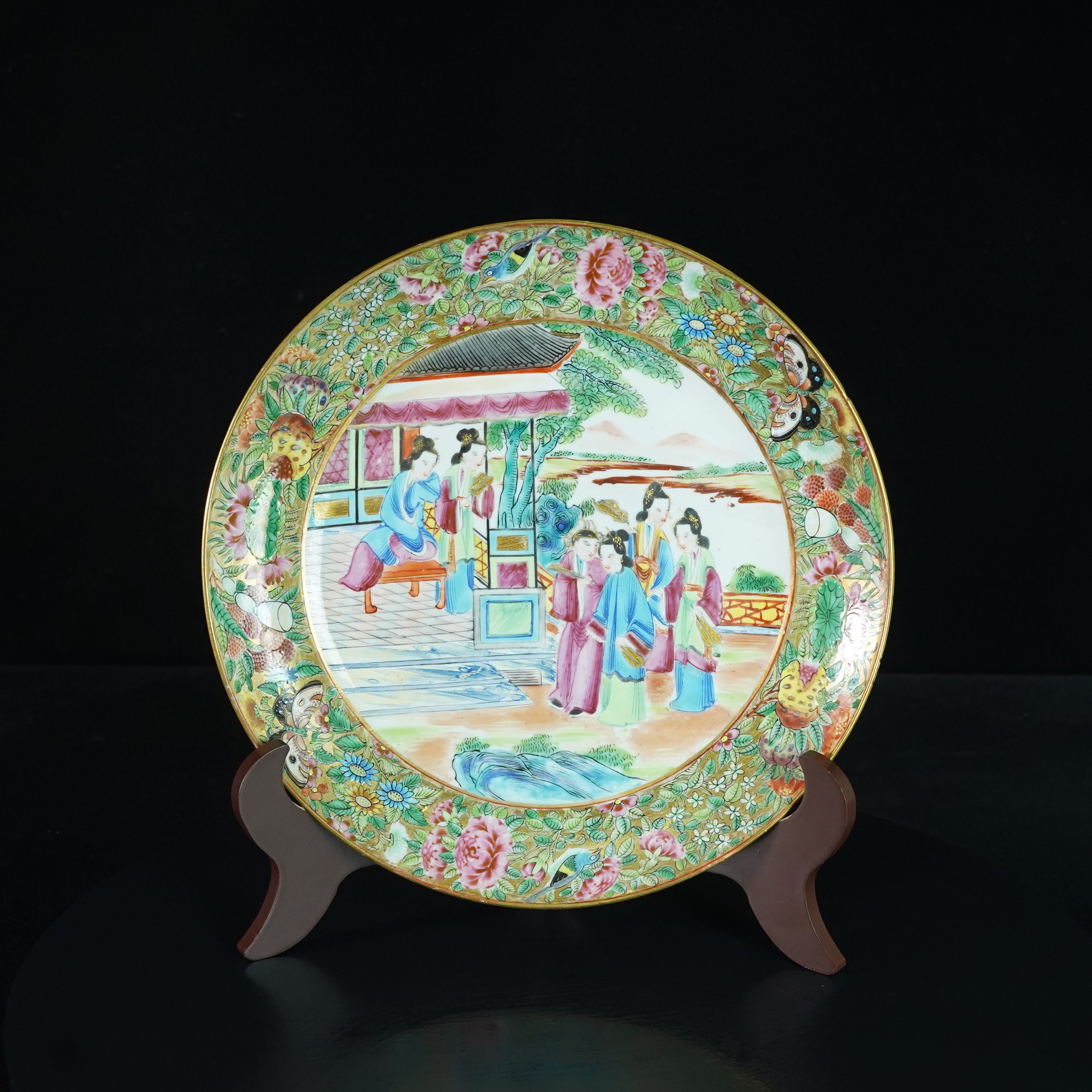 LABC250103033【十竹斋】清咸丰红楼梦侍女人物广彩赏盘