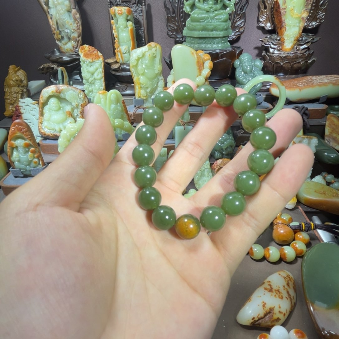 透闪石质玉手串 1.2未镶嵌