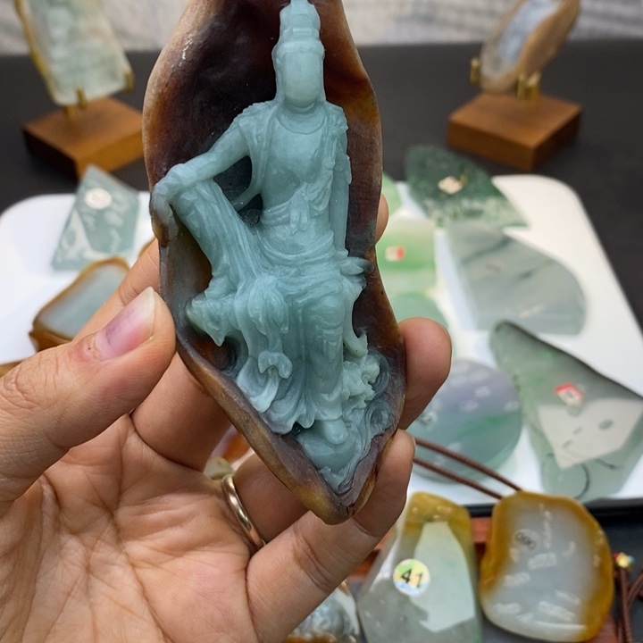 别***真定制翡翠未镶嵌翡翠随形挂件定制