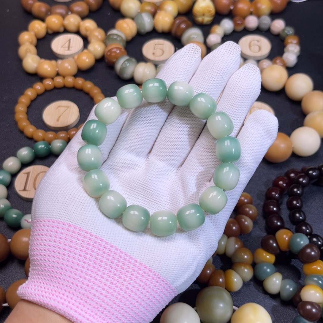 菩提根/象牙果吊坠薄荷绿枣珠卡12