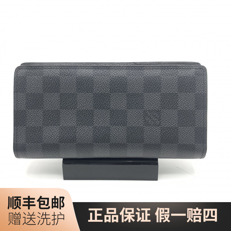 95新 LouisVuitton/路易威登 LV  黑棋盘格长款开口钱包/10021430