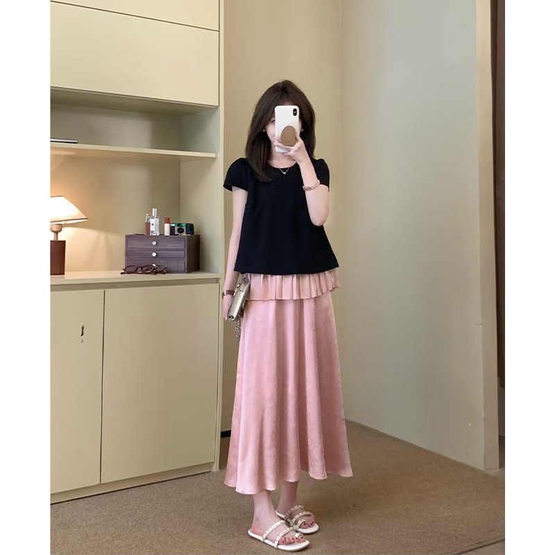 FUGUI RICH小个子【上衣+半裙】套装夏季新款短袖洋气法式两件套