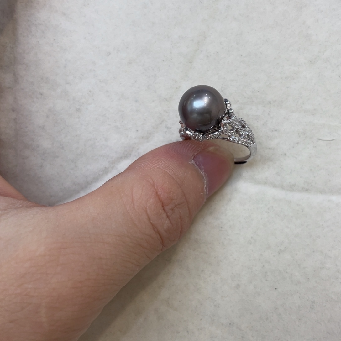 戒指海水珍珠银S925镶嵌