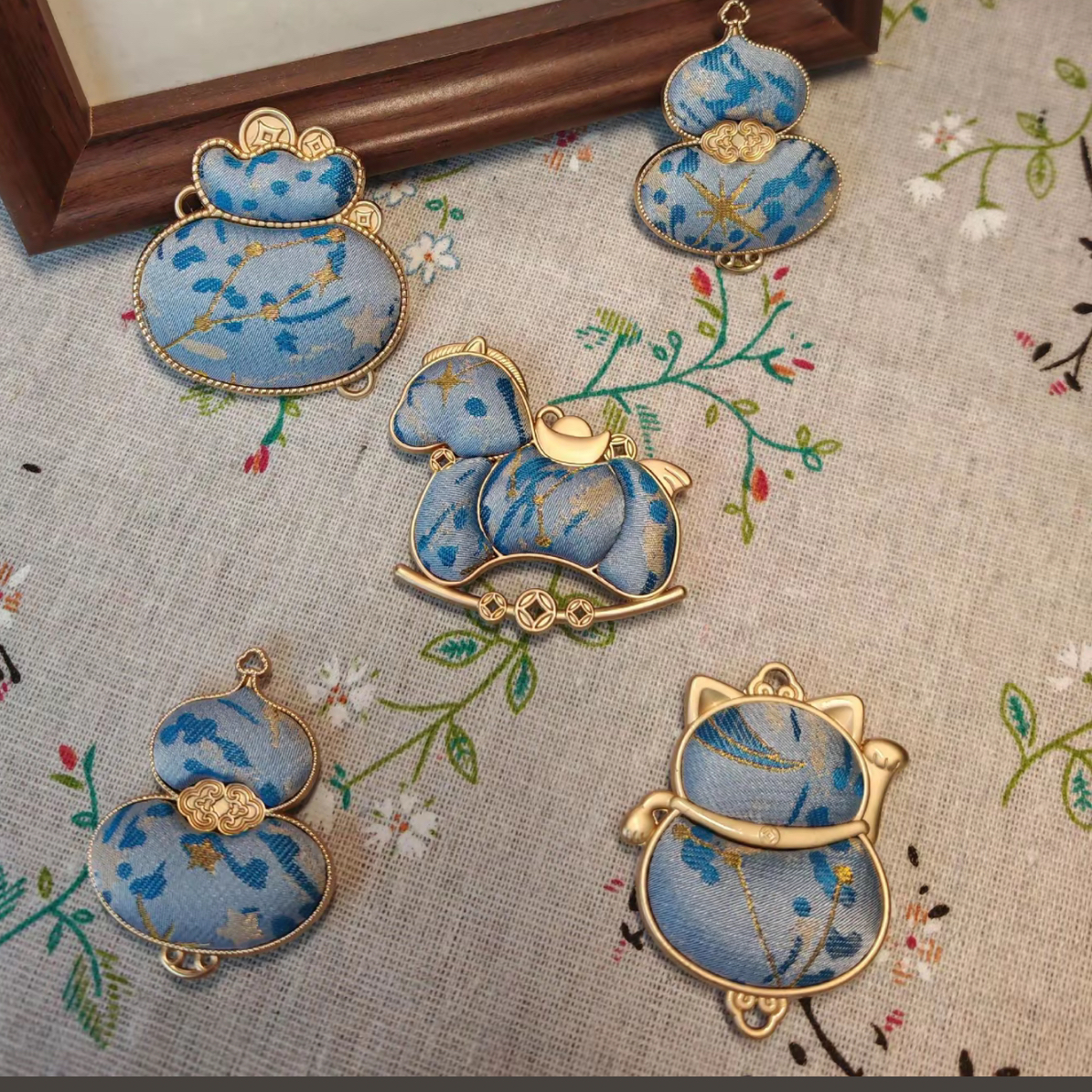 【直播301号-400号直播】宋锦底胚发夹胸针葫芦挂件DIY配件