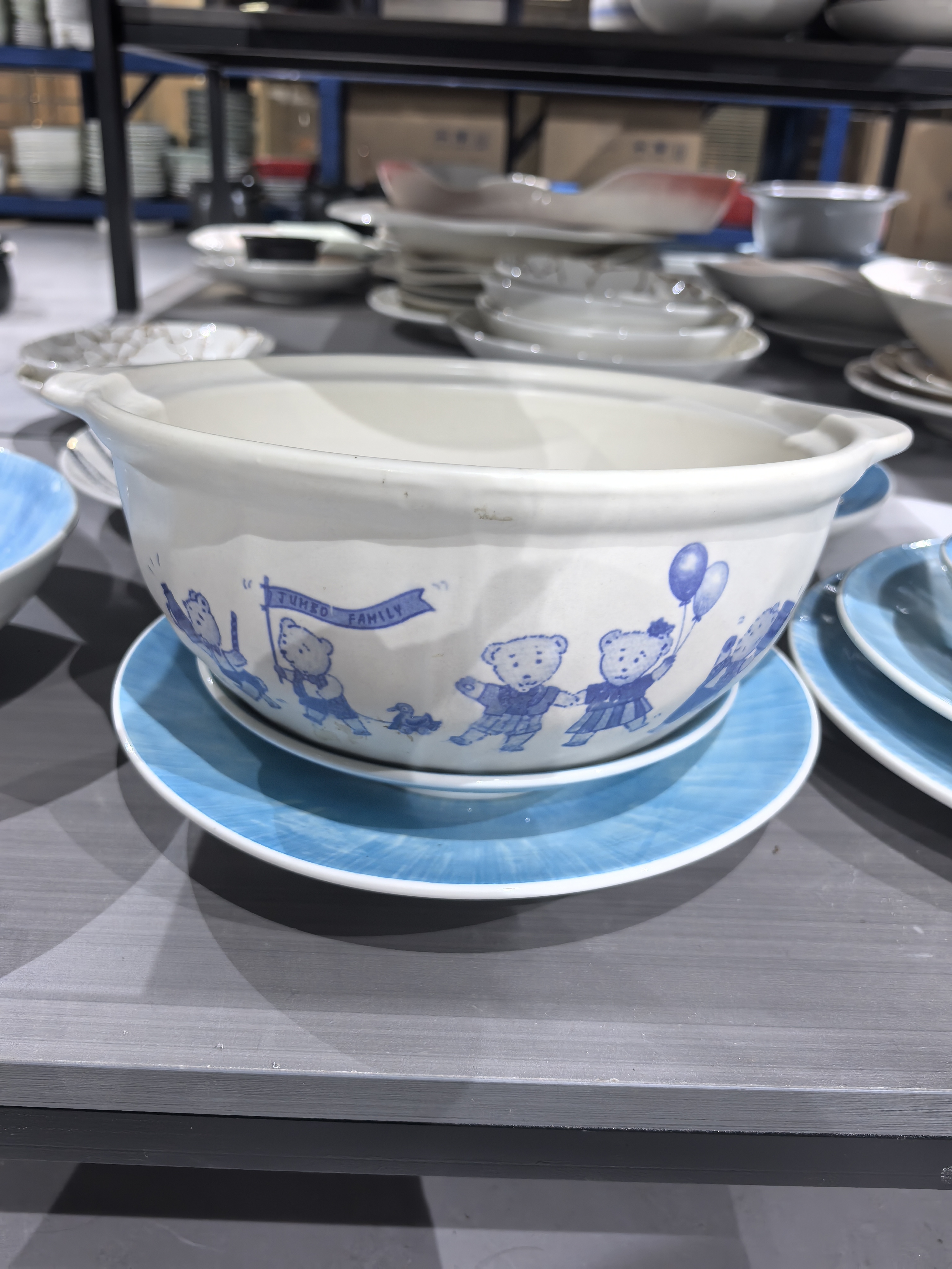 景德镇珍宝砂锅3升2711青花小熊无盖