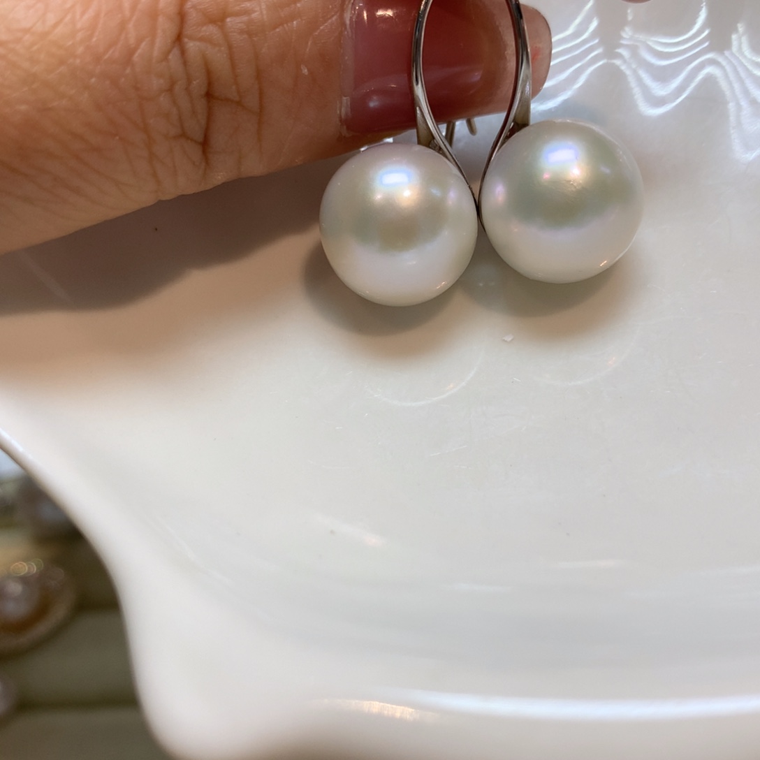 淡水珍珠耳饰银S925镶嵌