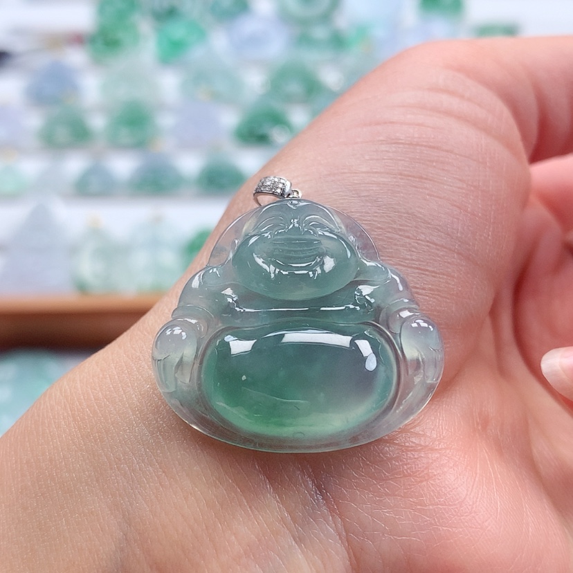 【闪购商品】翡翠吊坠(赠链)18K金镶嵌