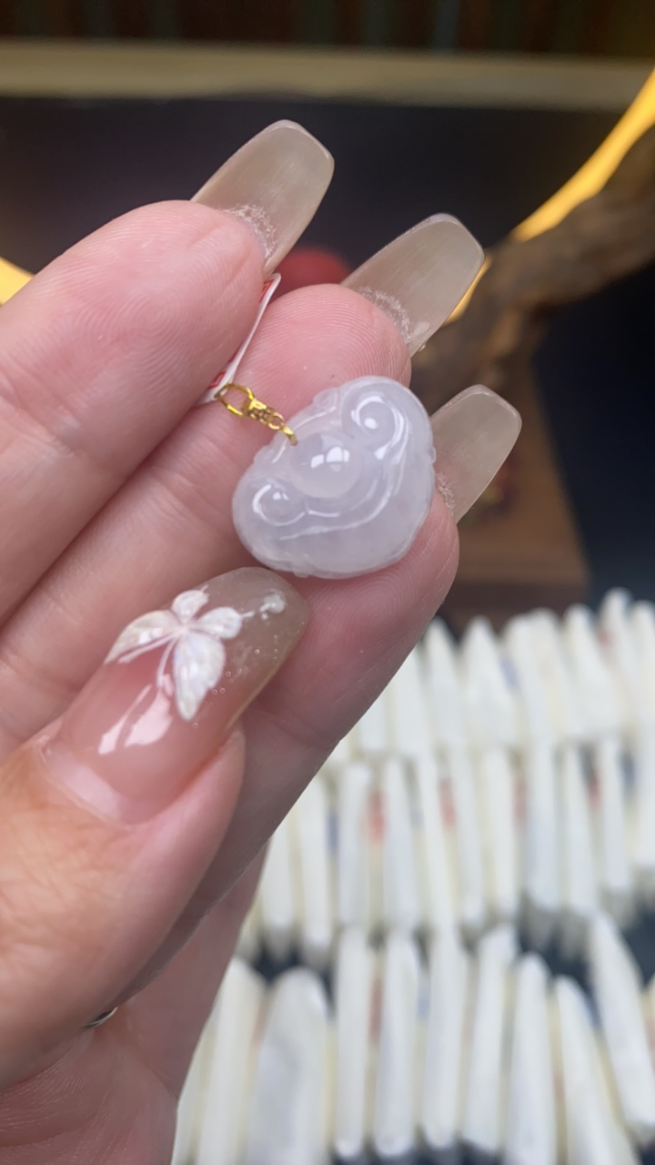 天然a货翡翠18k如意头700