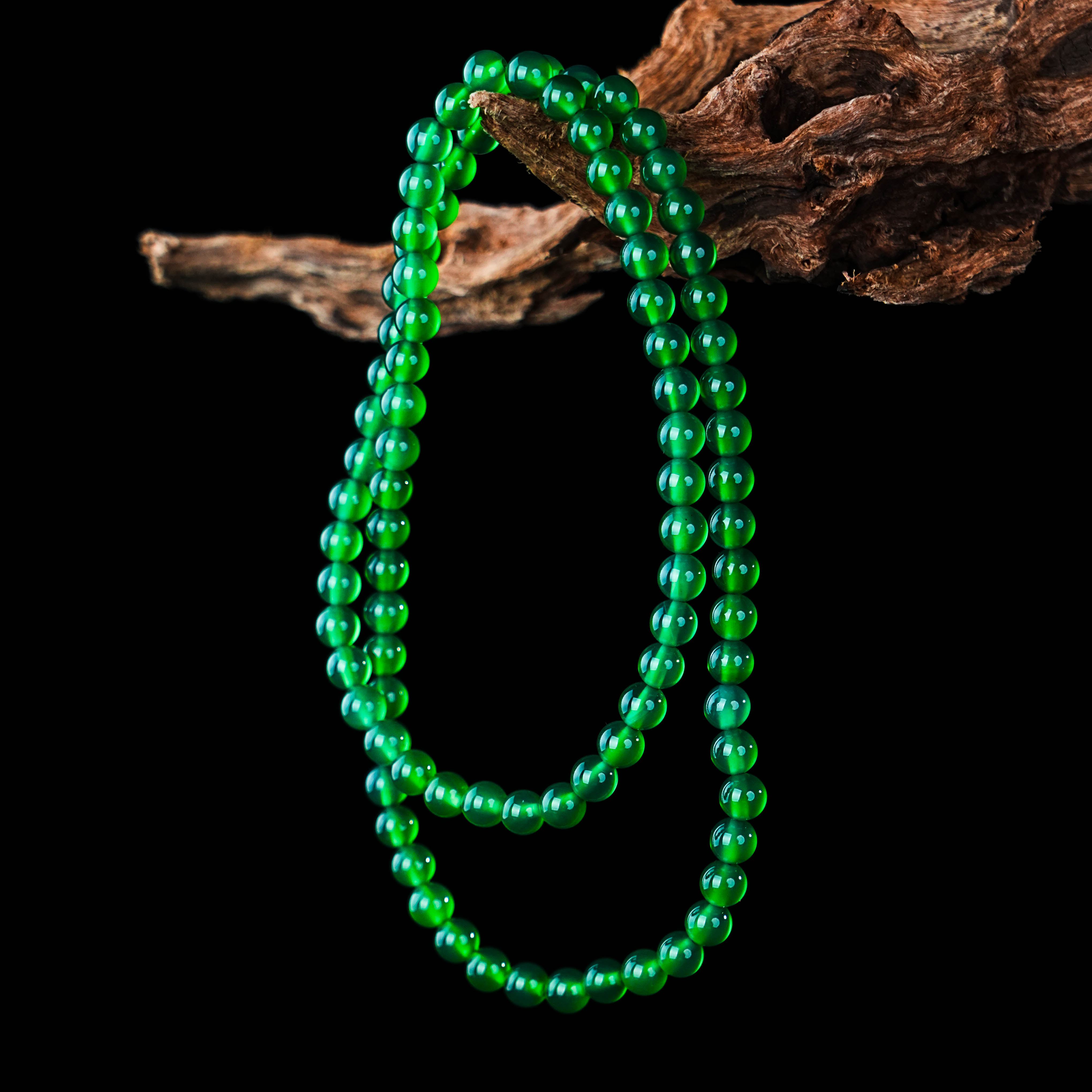 L-089 天然绿玛瑙多圈玛瑙手串 6mm/8mm