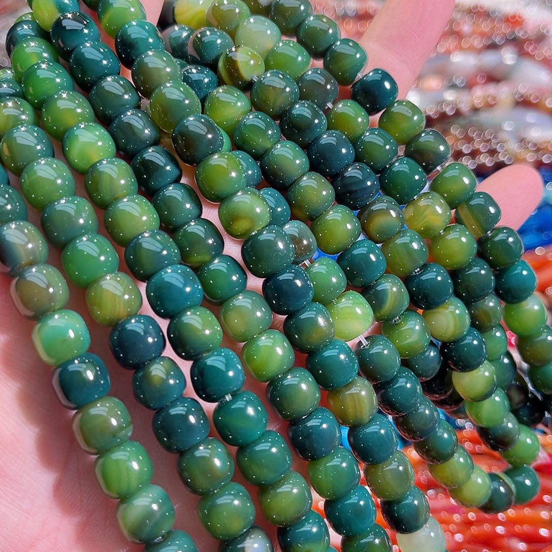 玛瑙/玉髓未镶嵌珠宝半成品绿玛瑙老型一条10mm