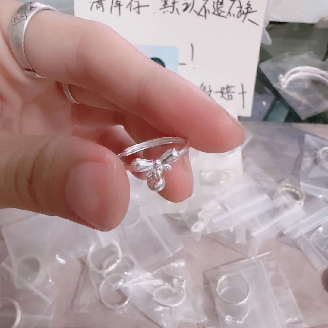 ****美吊坠足银足银铃铛戒指