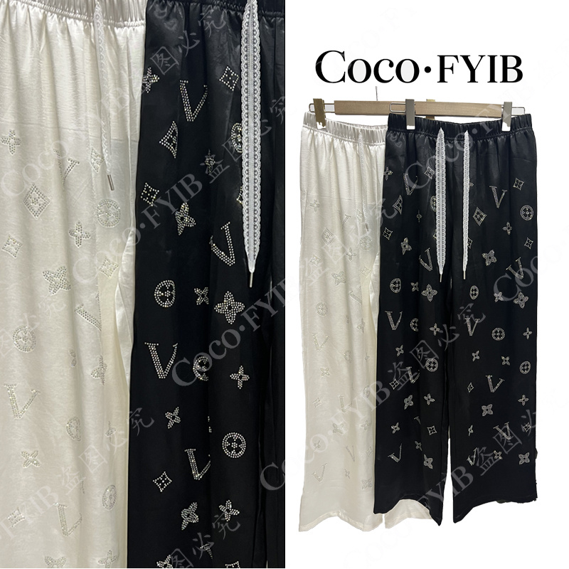 新中式--春夏秋女装提花新中式休闲裤薄款宽松阔腿裤春夏