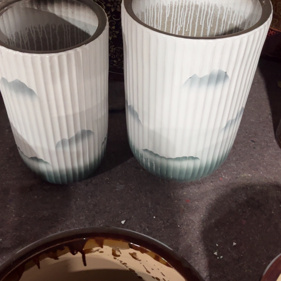 山水一套两个高盆花盆