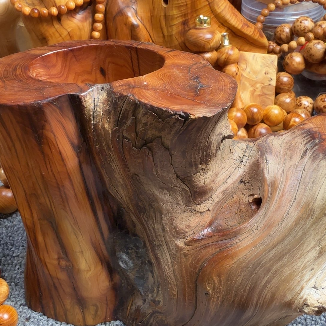 安***康柏木（崖柏）太行崖柏笔筒倒流香