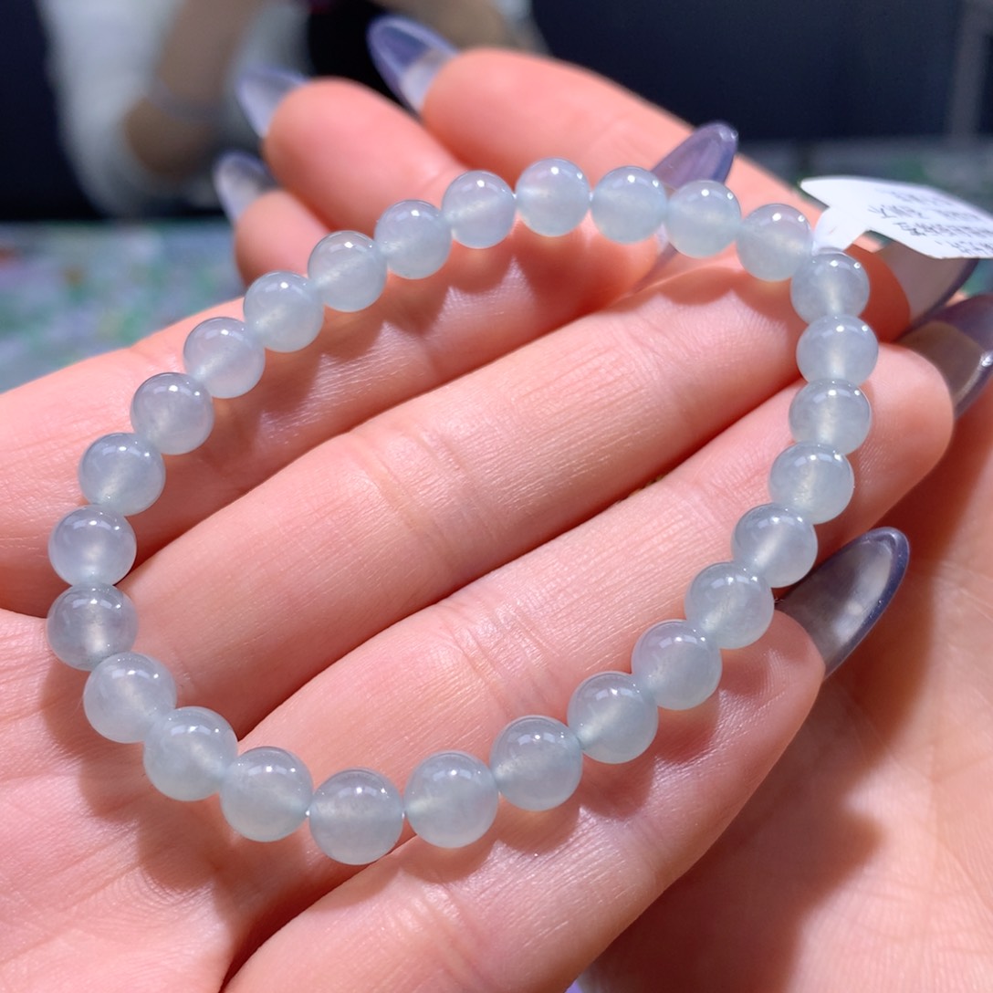 翡翠手链未镶嵌冰胶蓝底手链卡6.7m m