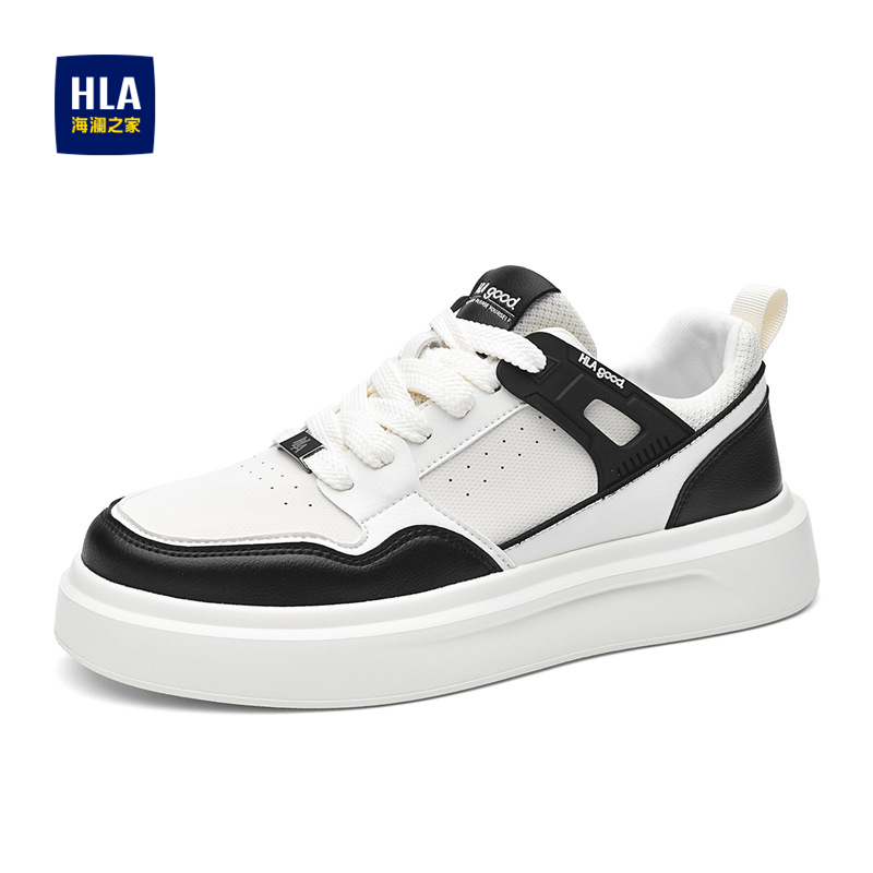 HLA/海澜之家男鞋2025春季新款潮流厚底板鞋百搭休闲运动小白鞋