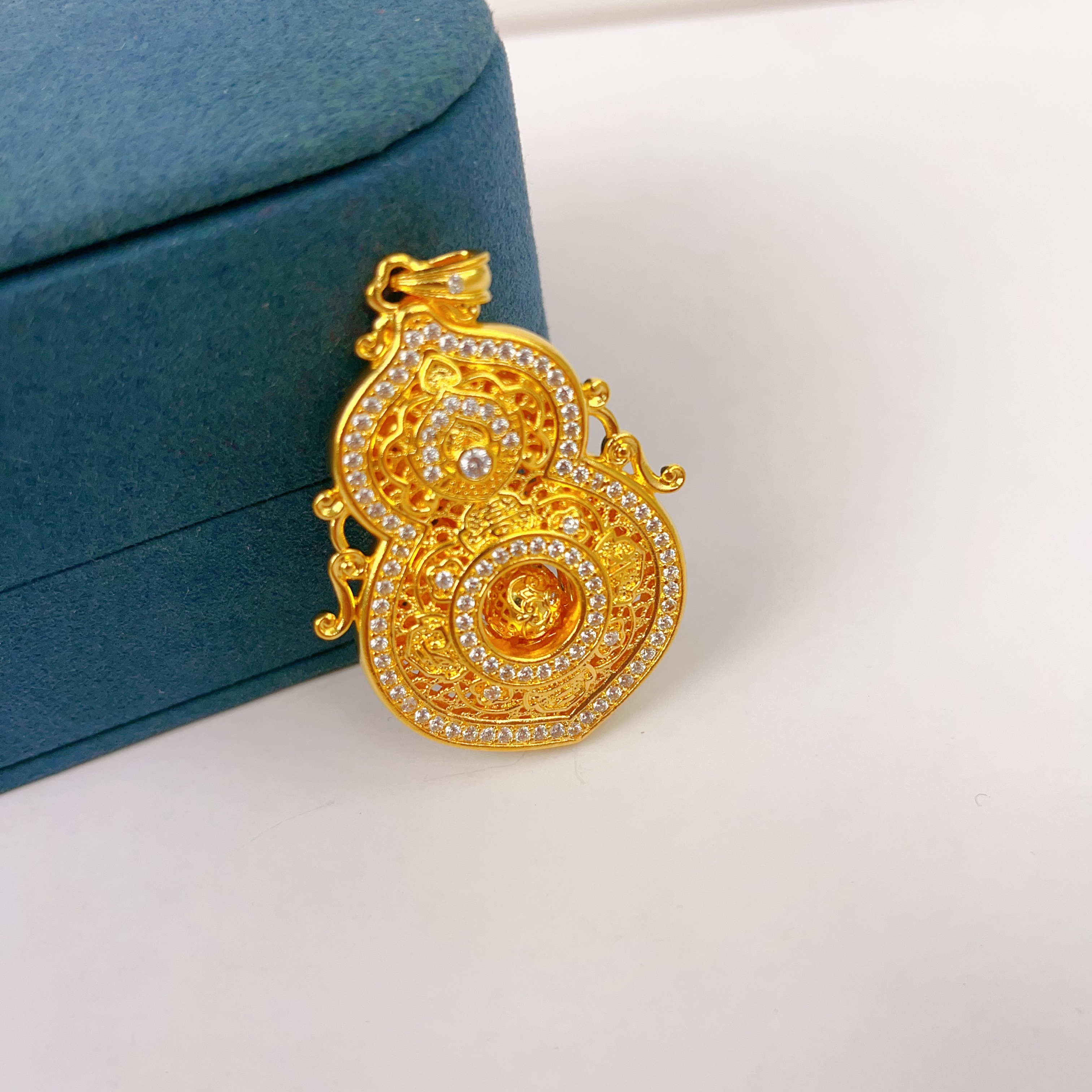 吊坠足银 足银镶嵌四美葫芦吊坠气质轻奢时尚精致