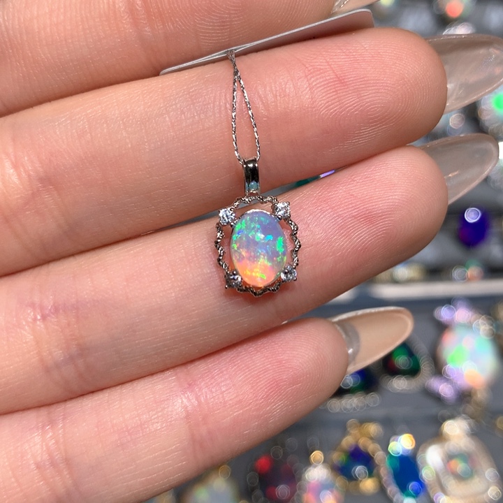 欧泊福利吊坠w银S925镶嵌