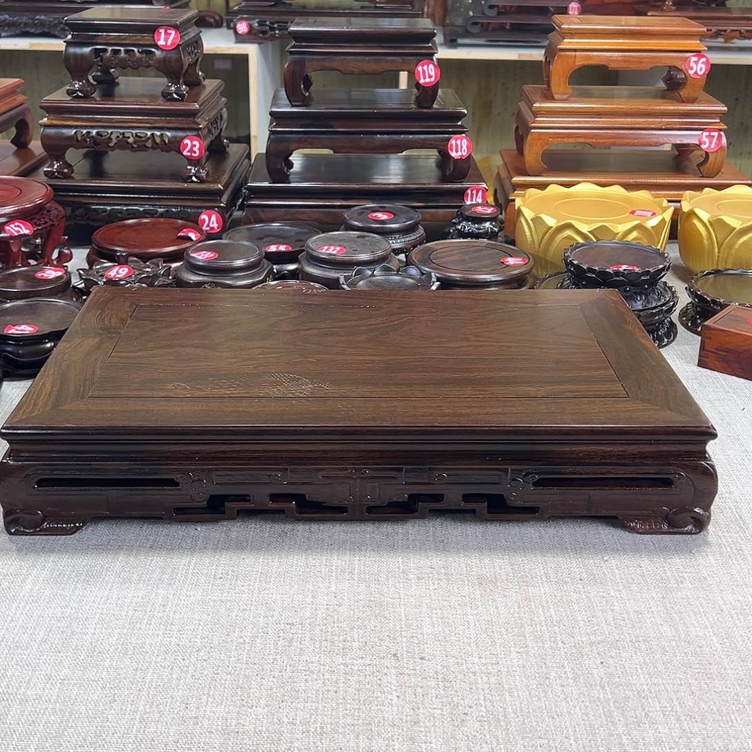 圆***满红木底座精雕工艺品