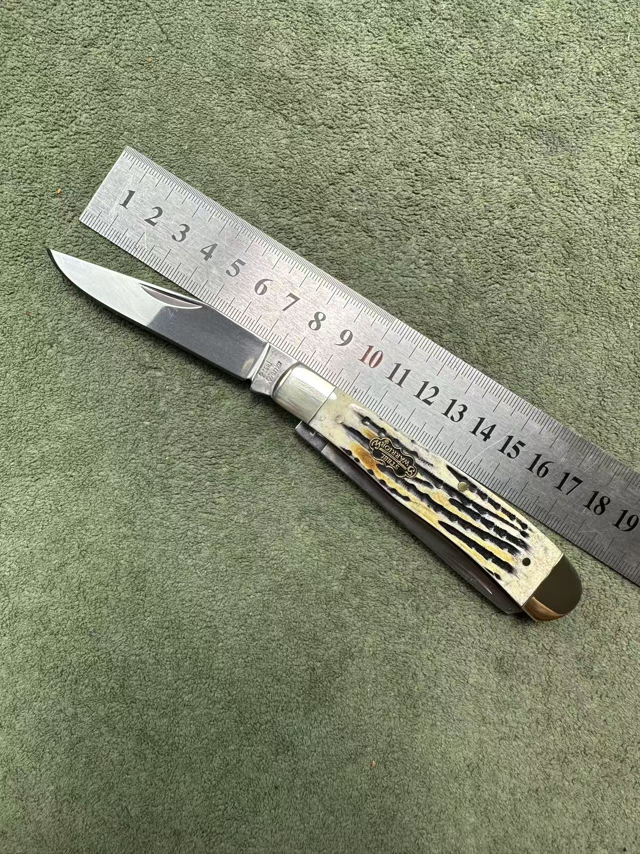 钢武士烧骨虎爪纹外贸库存微瑕口袋刀