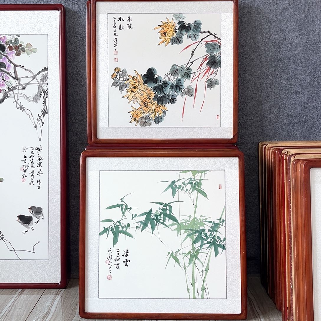 国画书画作品带框63×63