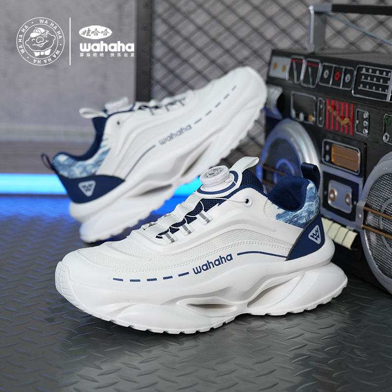 娃哈哈新款男鞋2025夏季透气软底健步鞋子百搭厚底增高运动休闲鞋