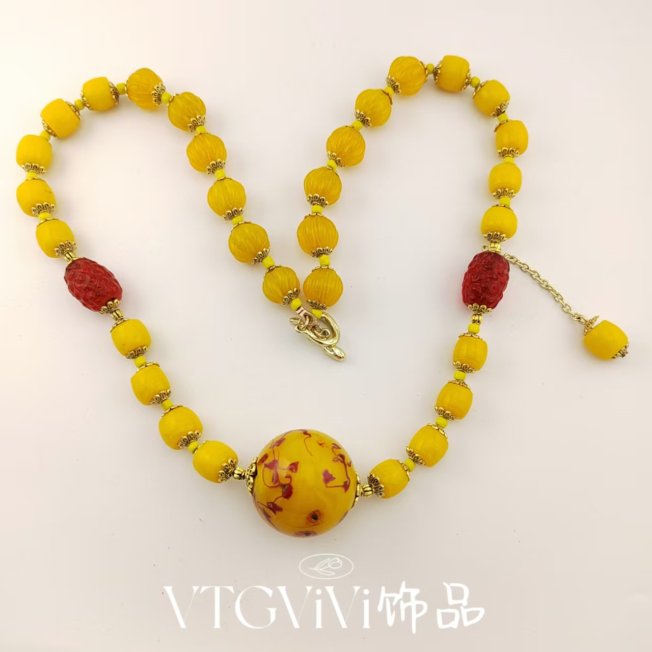 铜合金项链  VTGViVi饰品/中古饰品/时尚复古百搭款/K10/黄色项链