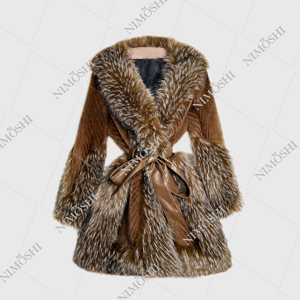 NIMðSHI【莎莎】韩系中长款高级束腰收腰显瘦毛外套时尚百搭L5104