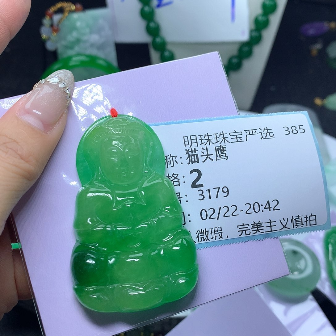 翡翠吊坠(赠链)未镶嵌猫*鹰