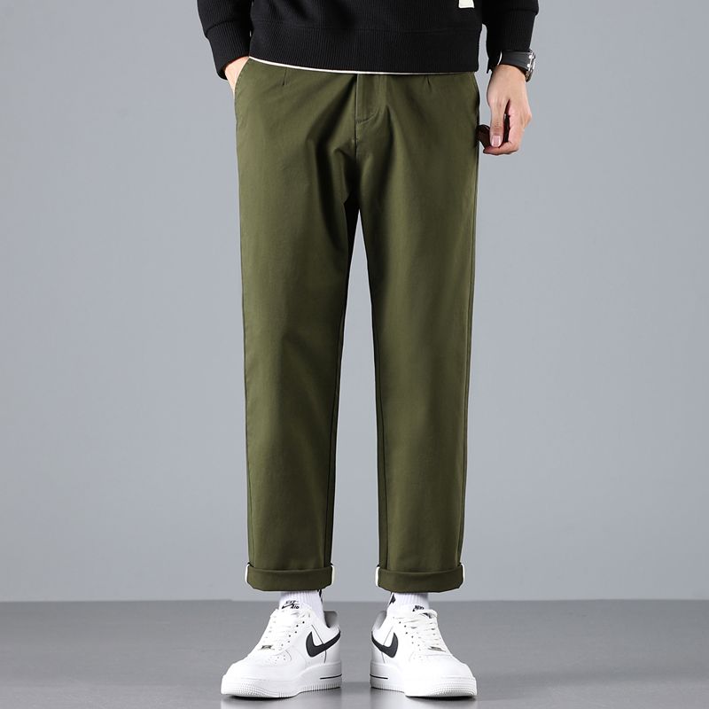 秋冬新款男士休闲裤棉直筒长裤男百搭高档轻奢平脚厚款H362