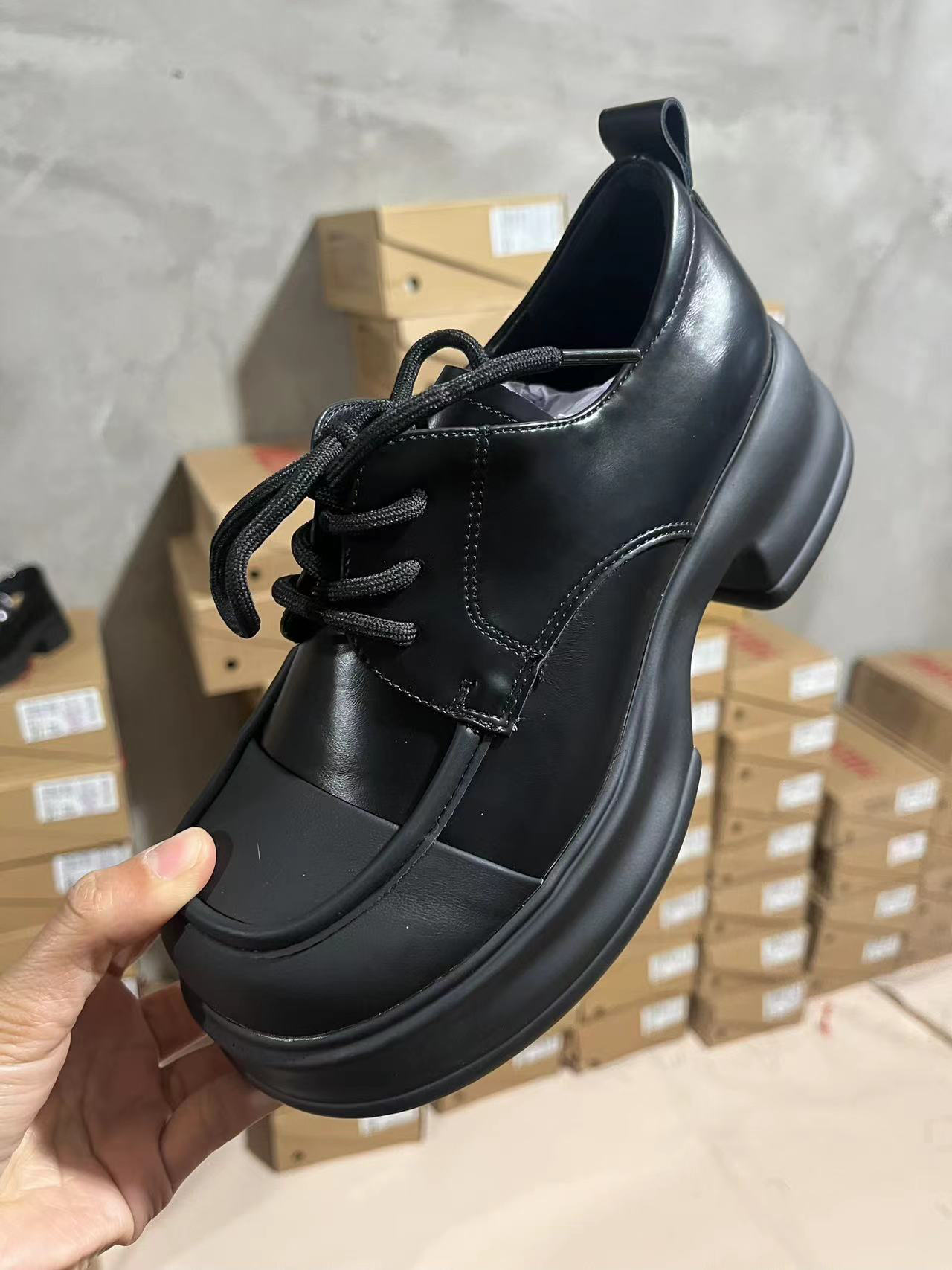 新款英伦风3153系带厚底乐福鞋复古黑色小皮鞋女单鞋24Q