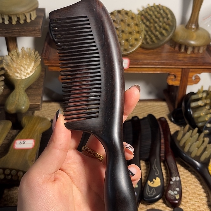 紫光檀双弯手柄梳特价