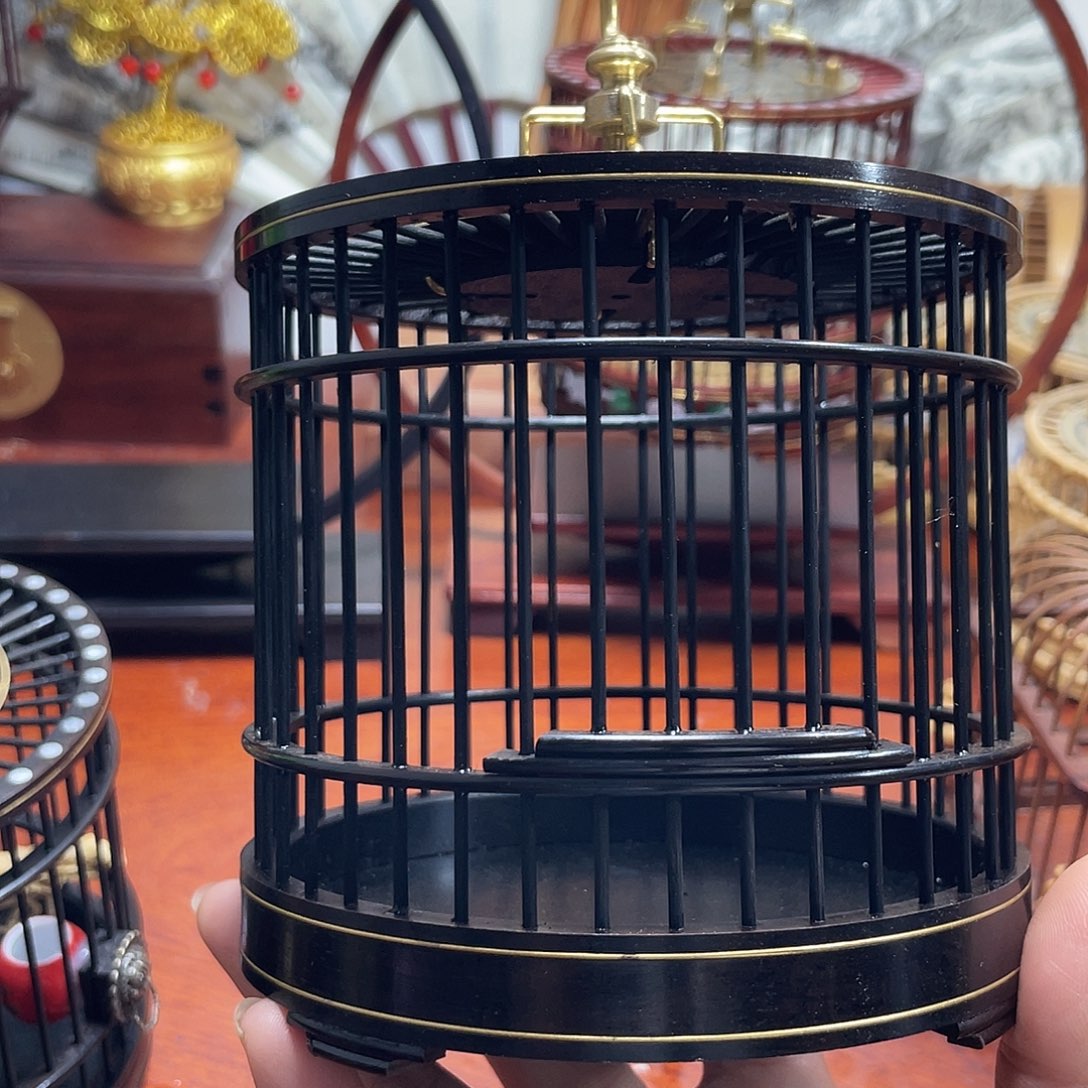 乌木镶嵌十三太保蝈蝈笼红碗➕2个雕龙杠