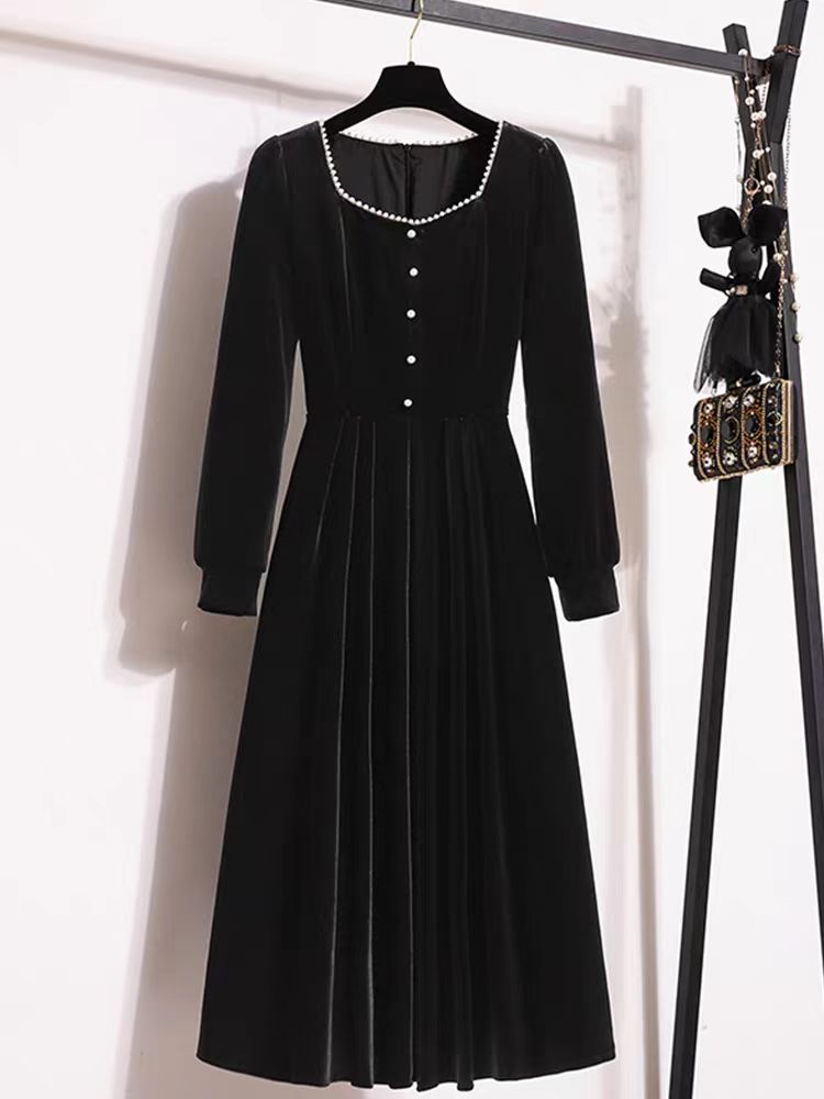 春秋时尚显瘦法式修身连衣裙