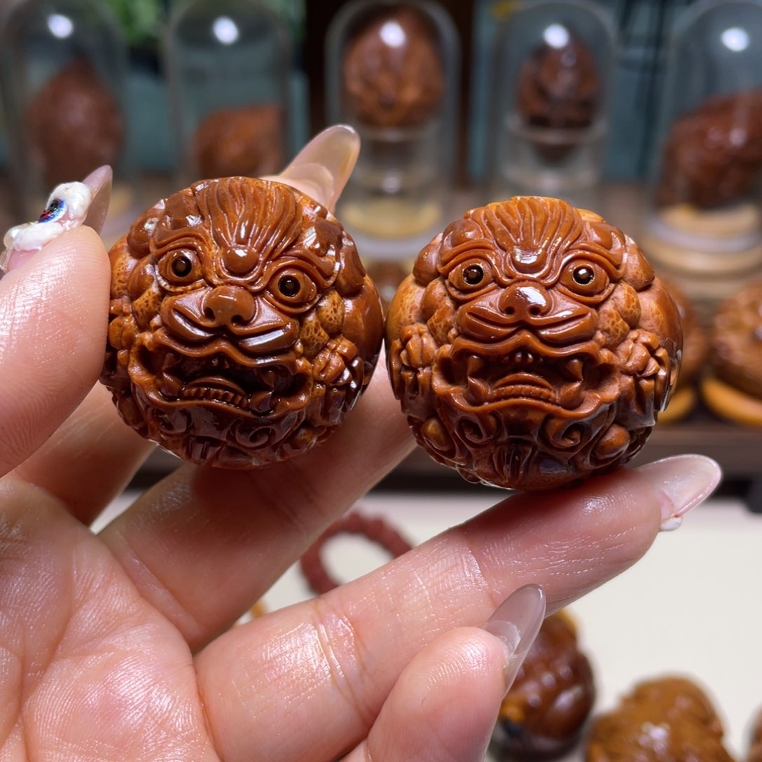 橄榄核吊坠圆貔貅一对