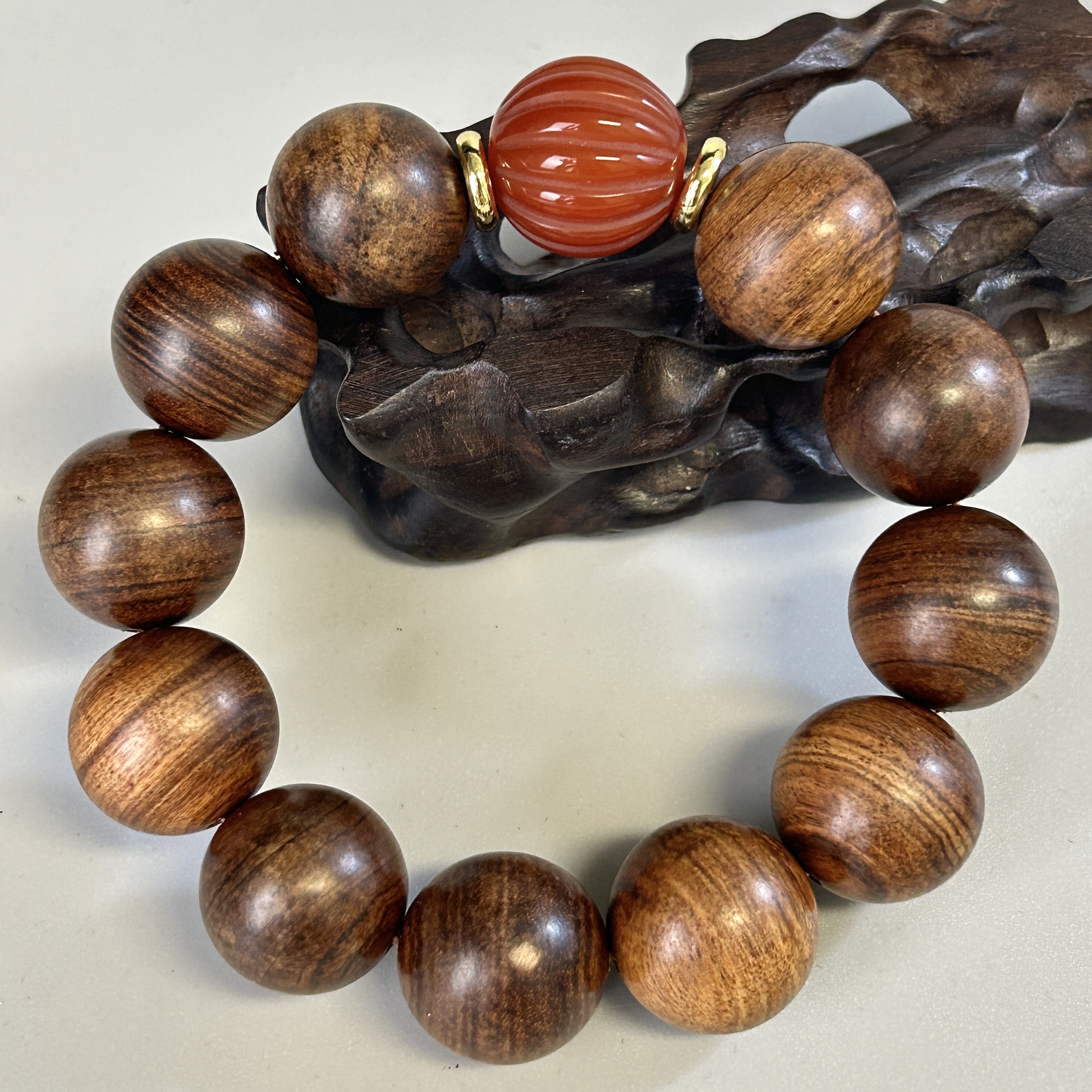 清代玛瑙虎皮沉香手串9905