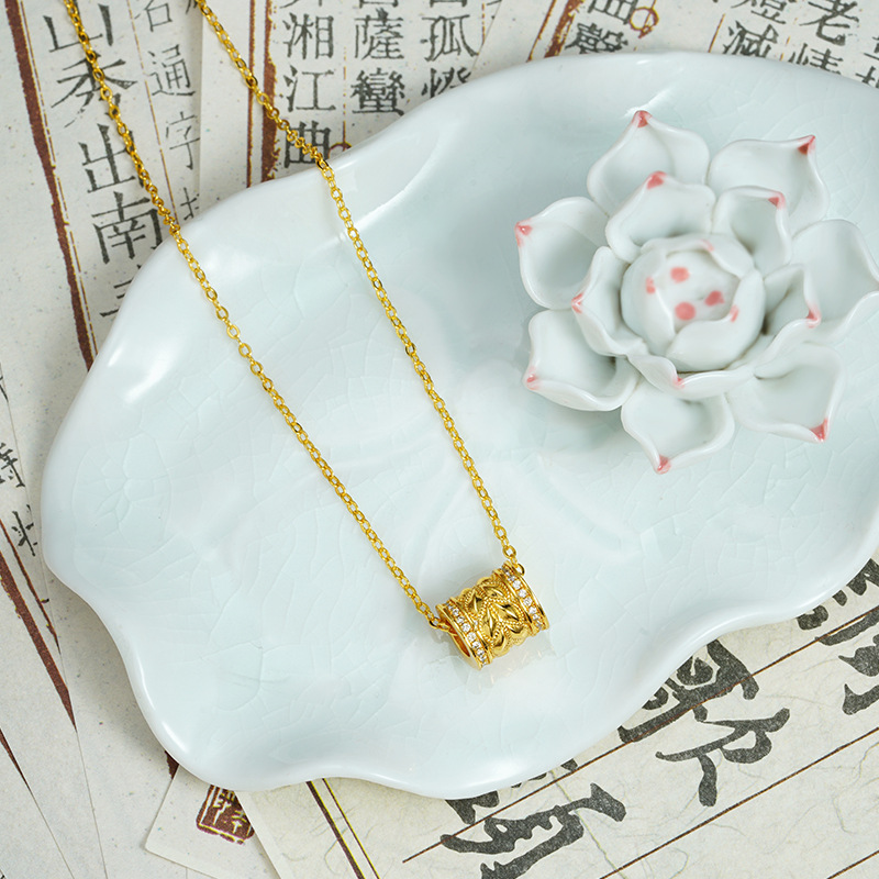 铜合金项链 简约高级感麦穗小蛮腰微镶坠子女轻奢风饰品