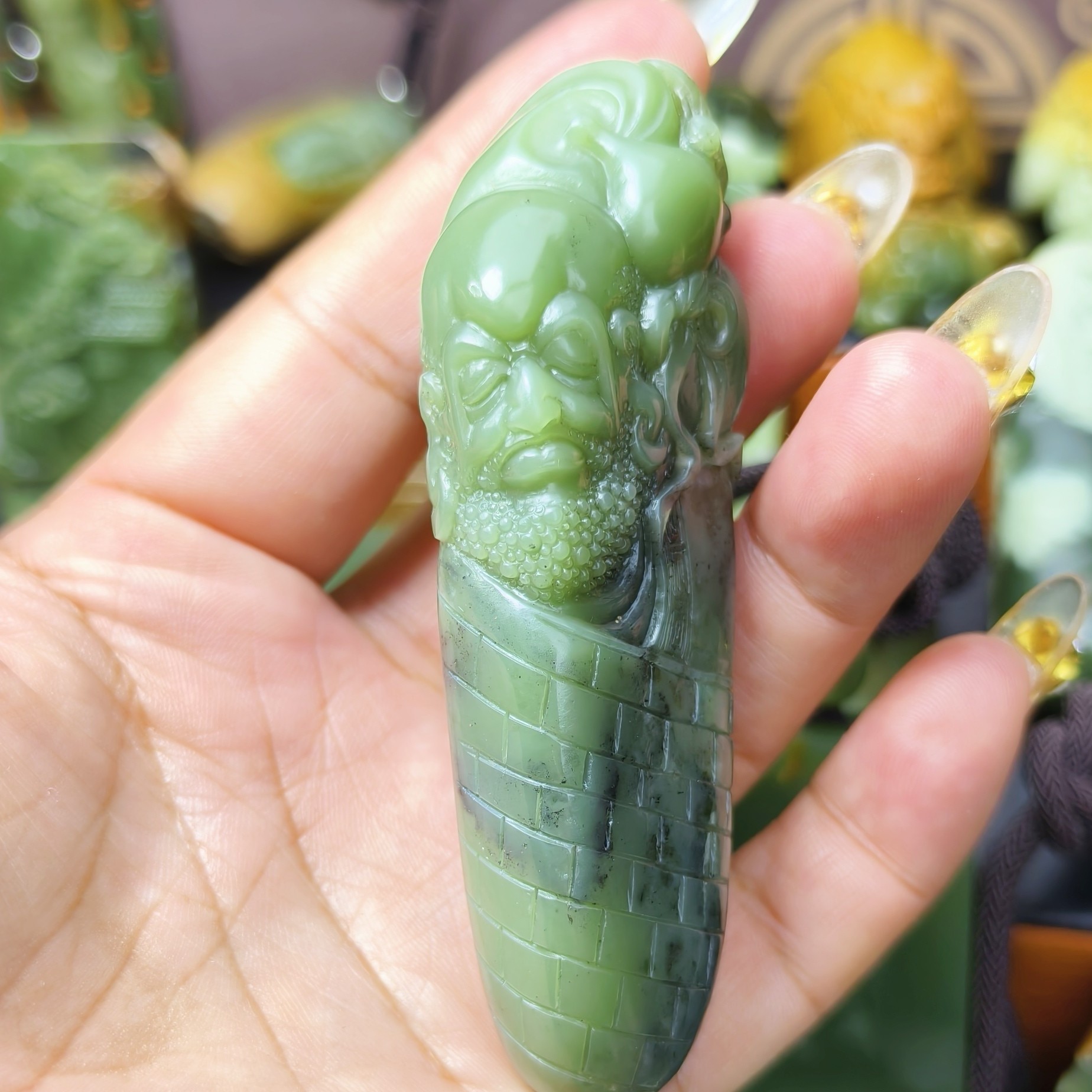 析木二细料达摩手把件，水墨意境深远