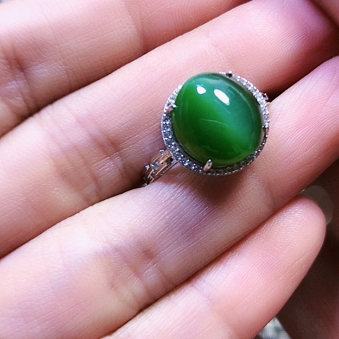 和田玉银S925镶嵌戒指