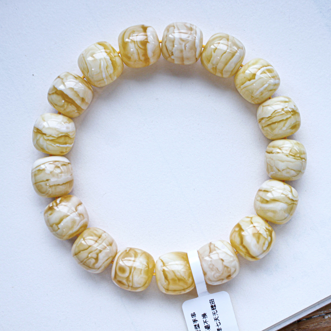 同料13mm精品俄料虎皮白花蜡老型手串24.17克 精工 蜡质纹路俱佳