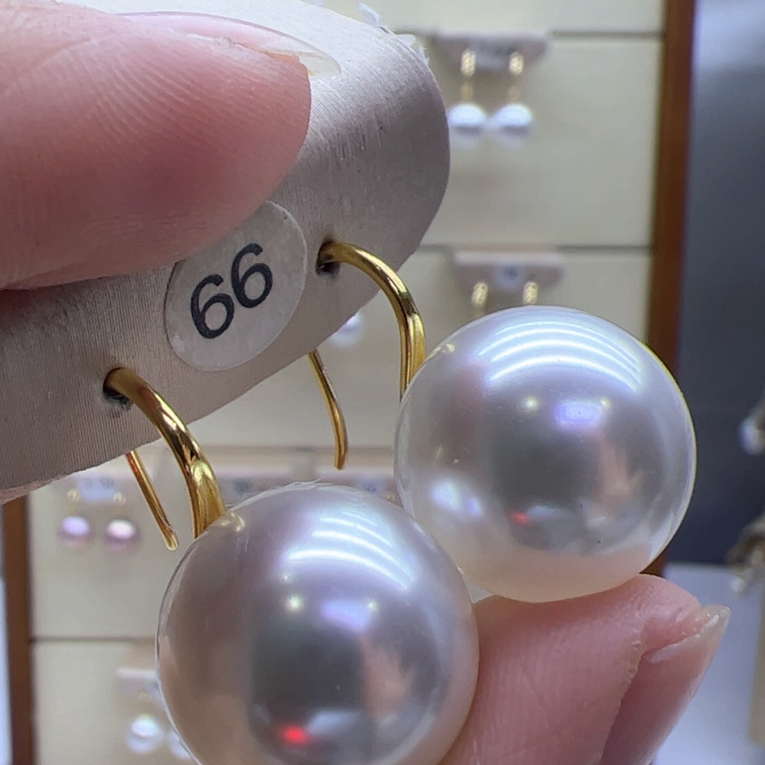 淡水珍珠耳饰18K金镶嵌