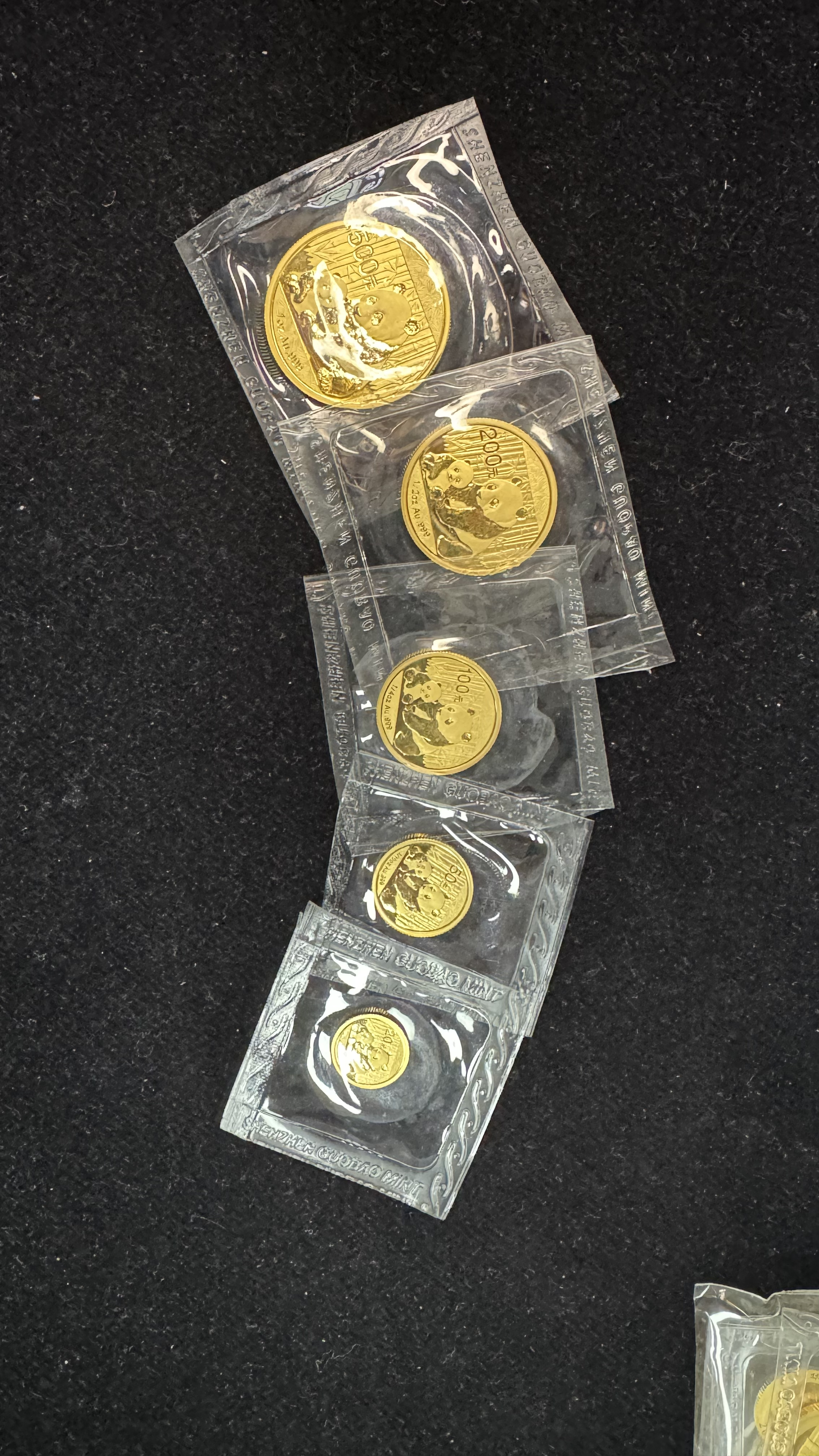 2012年熊猫普制金币 整套 五枚一套 原封 盒证全