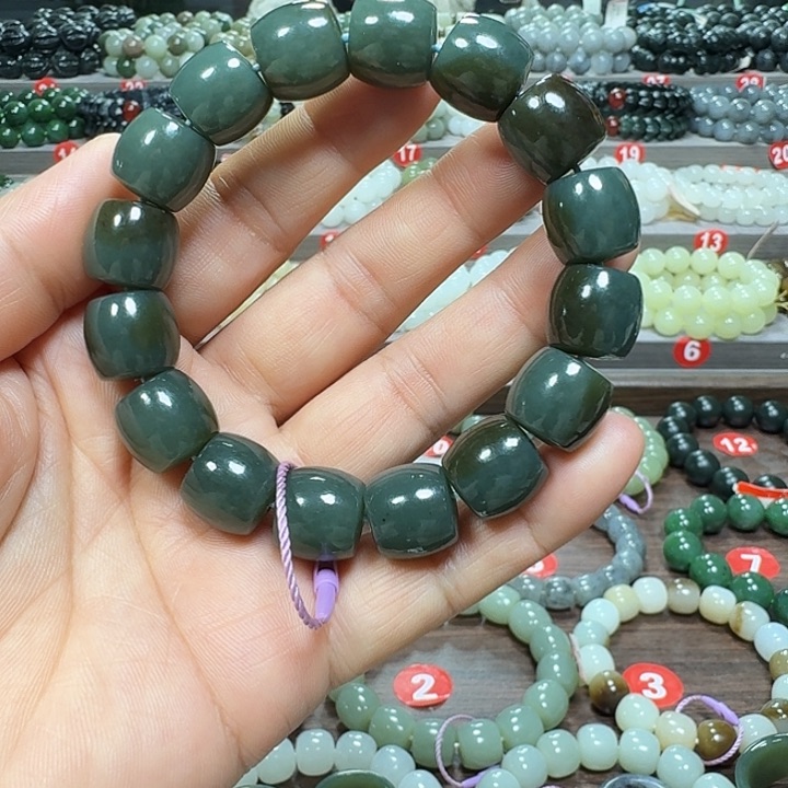 未镶嵌手链和田玉新疆且末蓝直切卡14