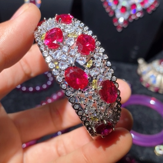 红宝石戒指银S925镶嵌