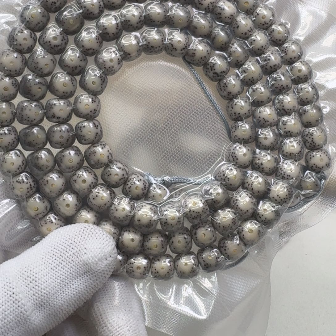 星月菩提手串18梵天糯冰月留白针尖星9左右桶108