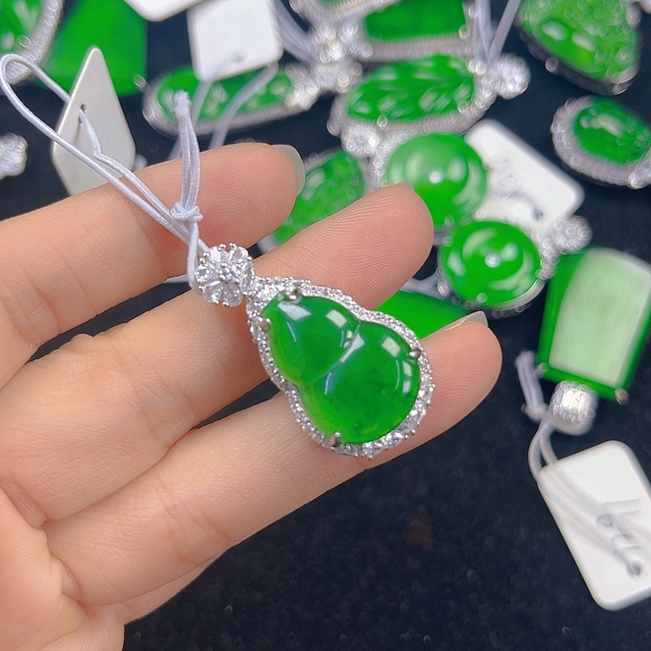 翡翠银S925镶嵌吊坠(不含链)
