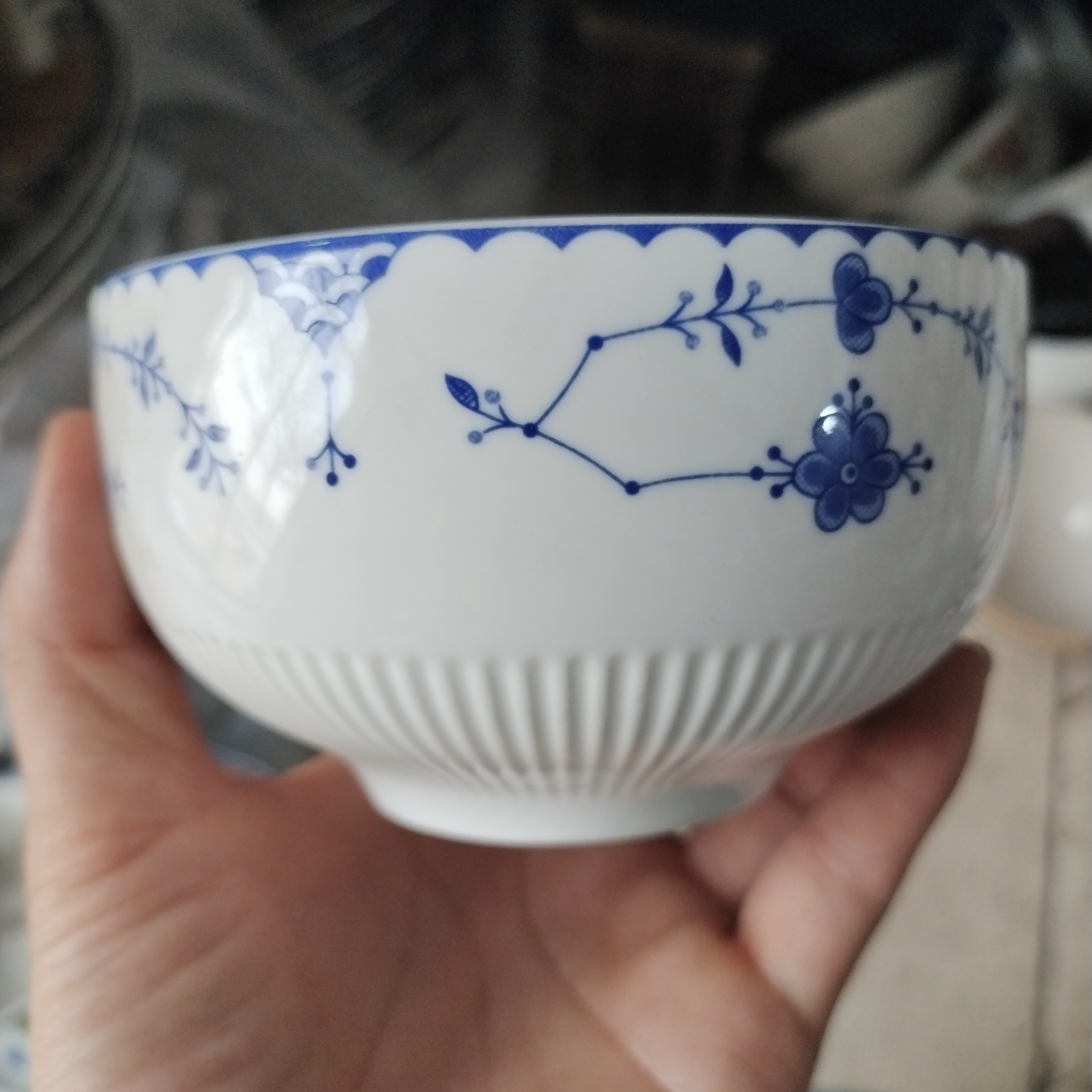 唐草米饭碗！两个微瑕